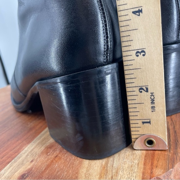 Connie fortune black leather square toe ankle boots block heels Sz 9 - Picture 5 of 8